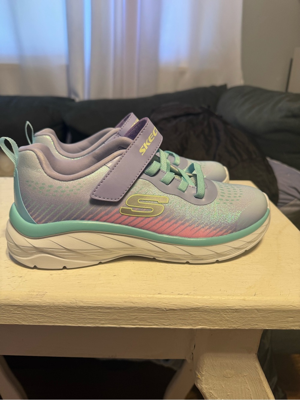 Skechers Kids Lavender Sneakers with Mint and Pink Accents